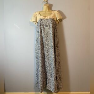 Liberty house of Hawaii princess Kaiulani Floral Blue white eyelet maxi Dress L